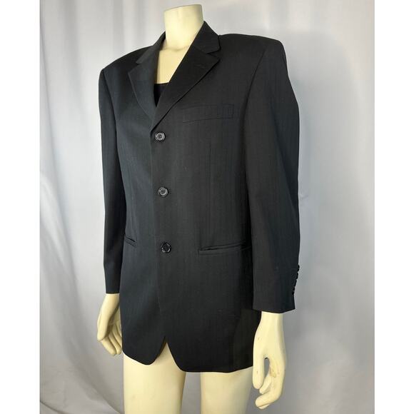 Demantie Super 150's Sport Coat Blazer hand tailored black size S/36 W/30 - Picture 5 of 12